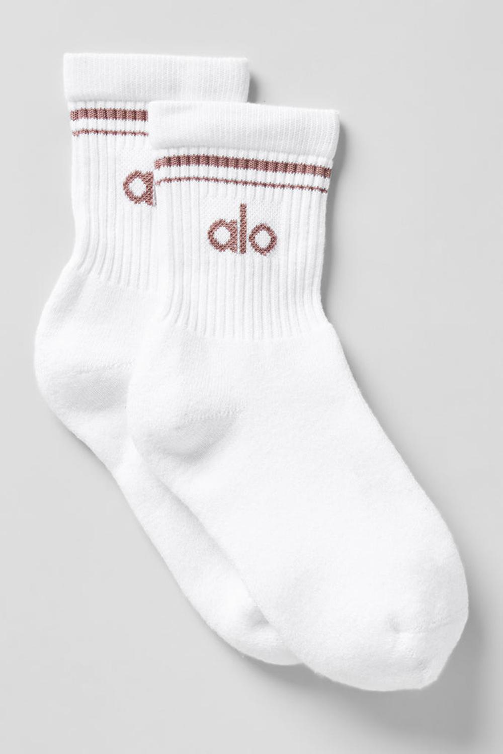 White / Mushroom Women Alo Yoga Unisex Half-Crew Throwback Sock | Australia  45389-WHQA