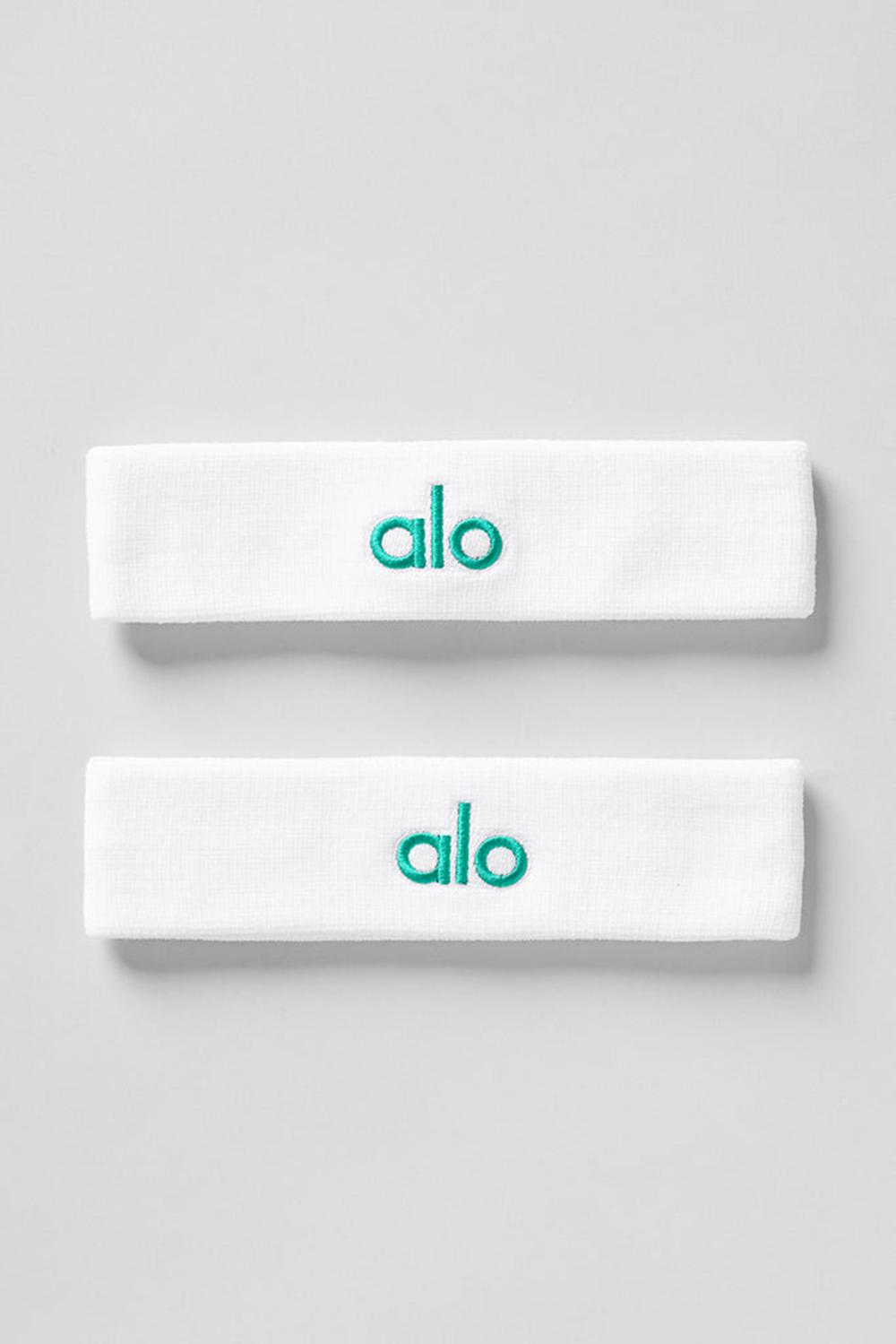 White / Spruce Green Men Alo Yoga Glow (2-Pack) Sweatband | Australia  04256-EQDH