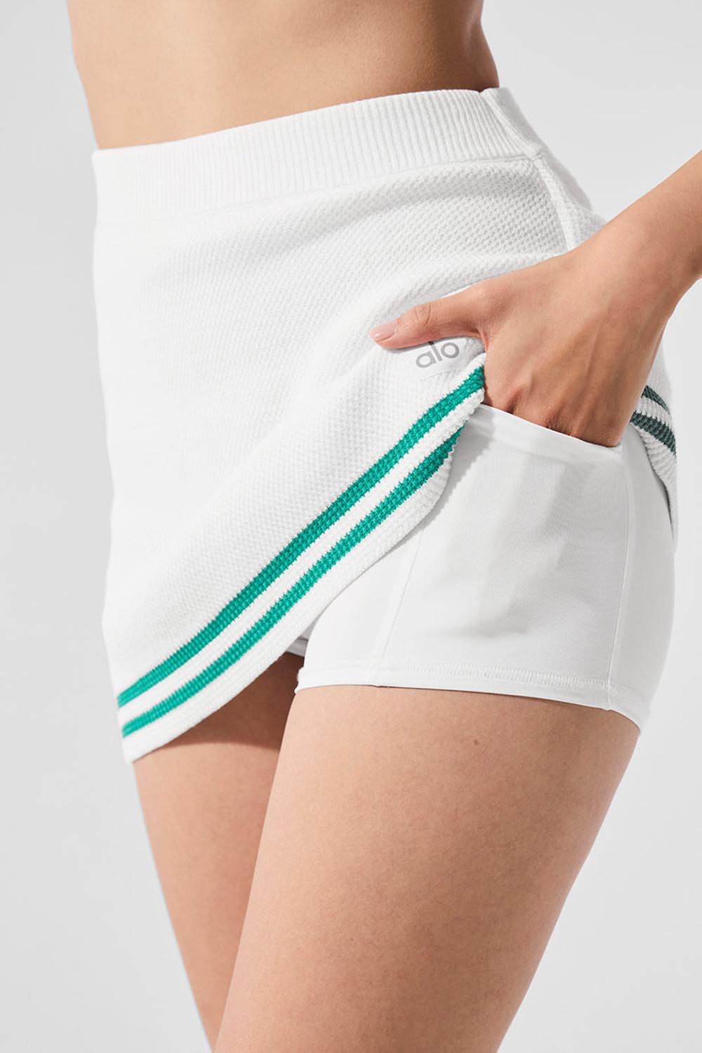 White / Spruce Green Women Alo Yoga Tennis Club Sweater Knit Skirt | Australia  32874-VMTX