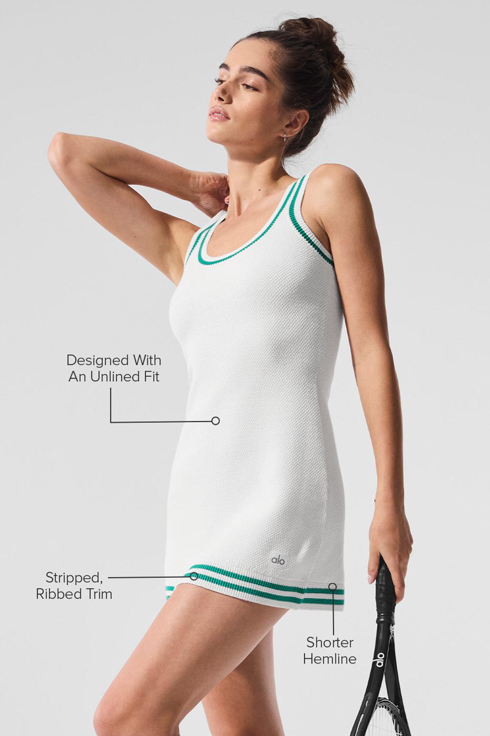 White / Spruce Green Women Alo Yoga Tennis Club Sweater Knit Dress | Australia  59084-NKSO