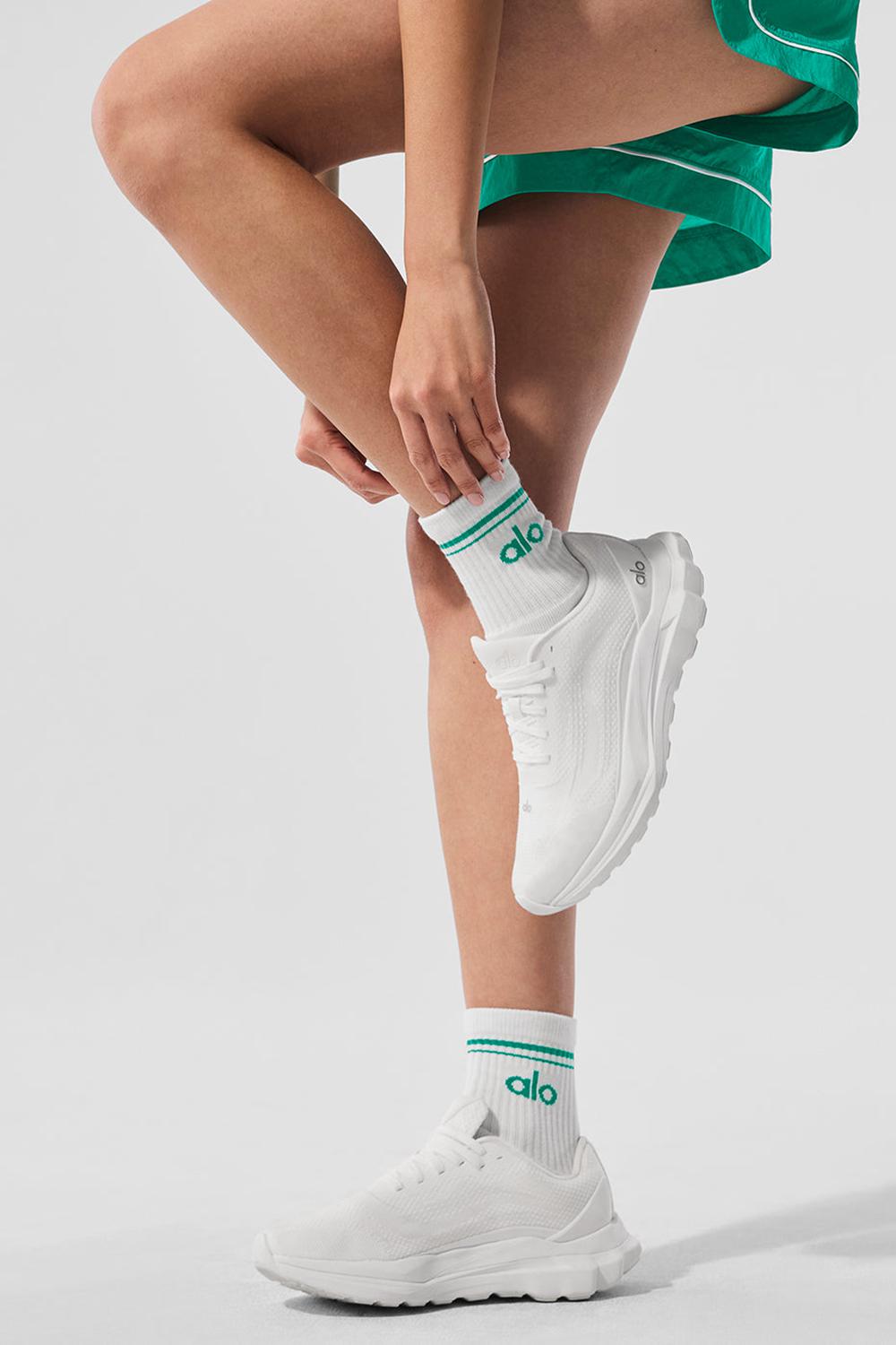 White / Spruce Green Women Alo Yoga Unisex Half-Crew Throwback Sock | Australia  79854-VUIF