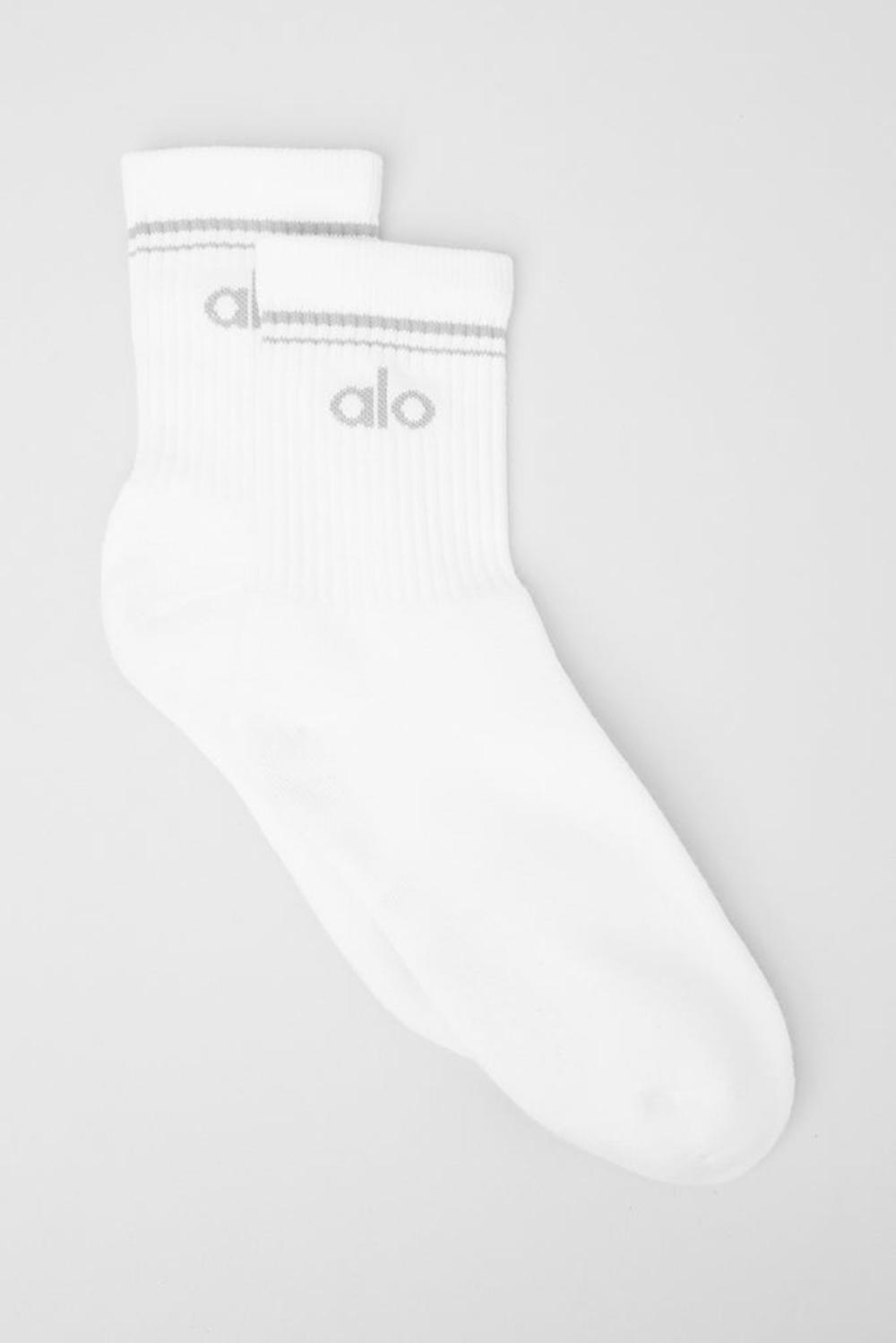 White / Titanium Women Alo Yoga Unisex Half-Crew Throwback Sock | Australia  91043-RFSO