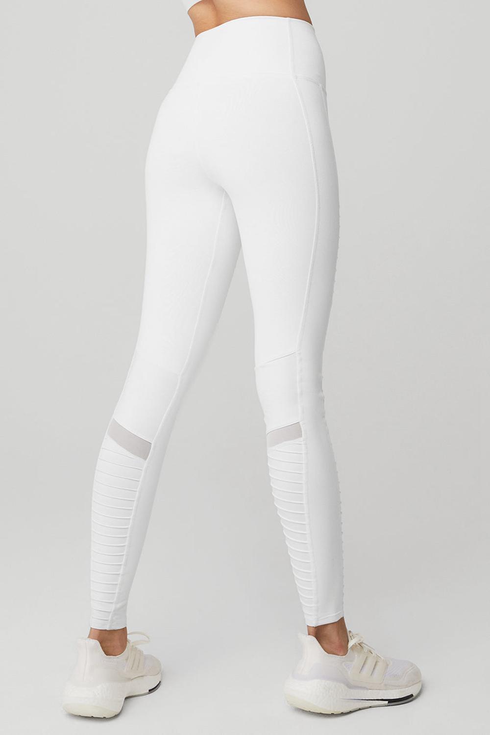 White / White Glossy Women Alo Yoga High-Waist Moto Legging | Australia  24510-PVRT