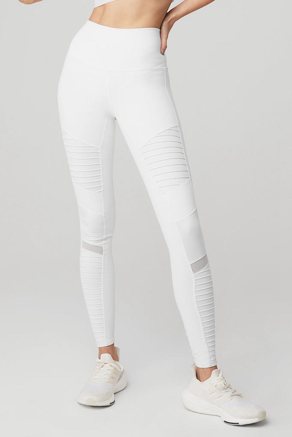 White / White Glossy Women Alo Yoga High-Waist Moto Legging | Australia  24510-PVRT