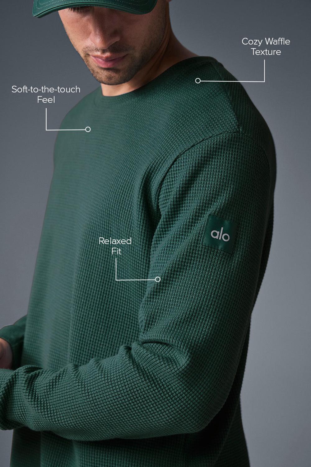 Winter Ivy Men Alo Yoga Elevate Waffle Crew Long Sleeve | Australia  32796-WUVP