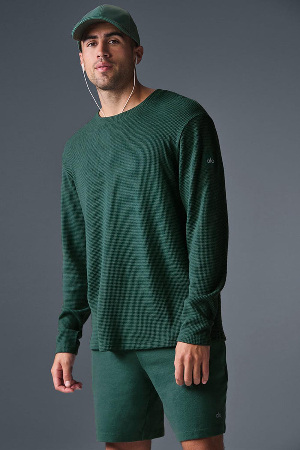 Winter Ivy Men Alo Yoga Elevate Waffle Crew Long Sleeve | Australia  32796-WUVP