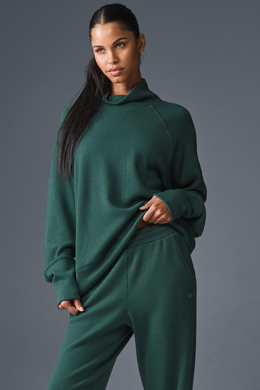 Winter Ivy Women Alo Yoga Waffle Weekend Escape Mock Neck Long Sleeve | Australia  74105-SNVR