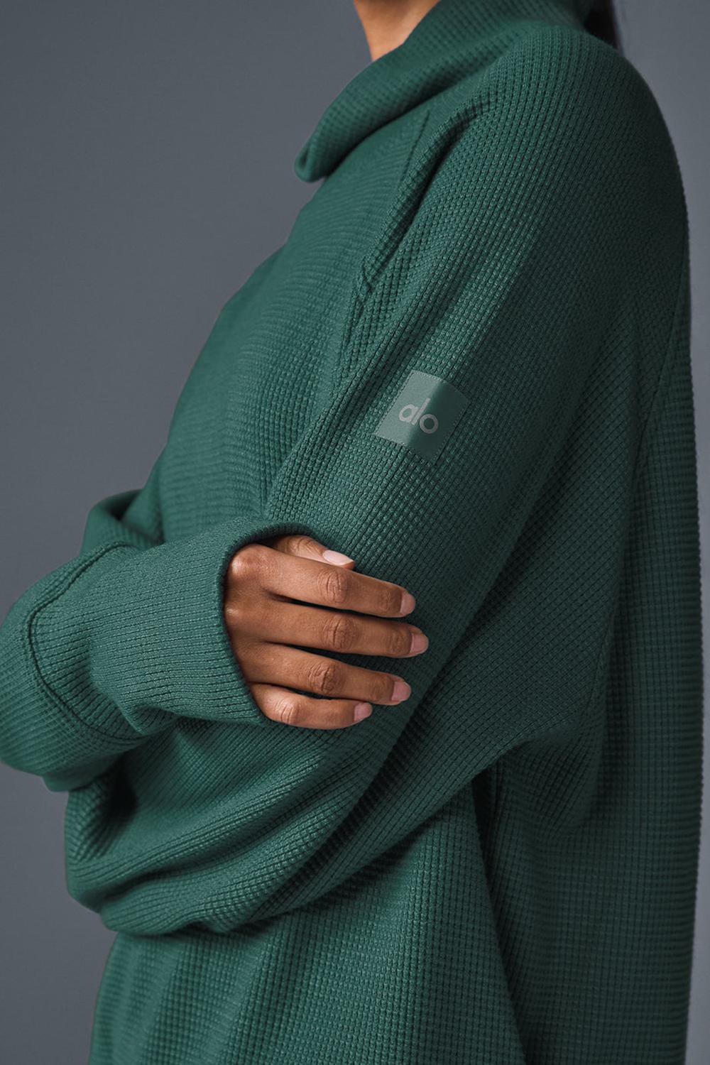 Winter Ivy Women Alo Yoga Waffle Weekend Escape Mock Neck Long Sleeve | Australia  74105-SNVR