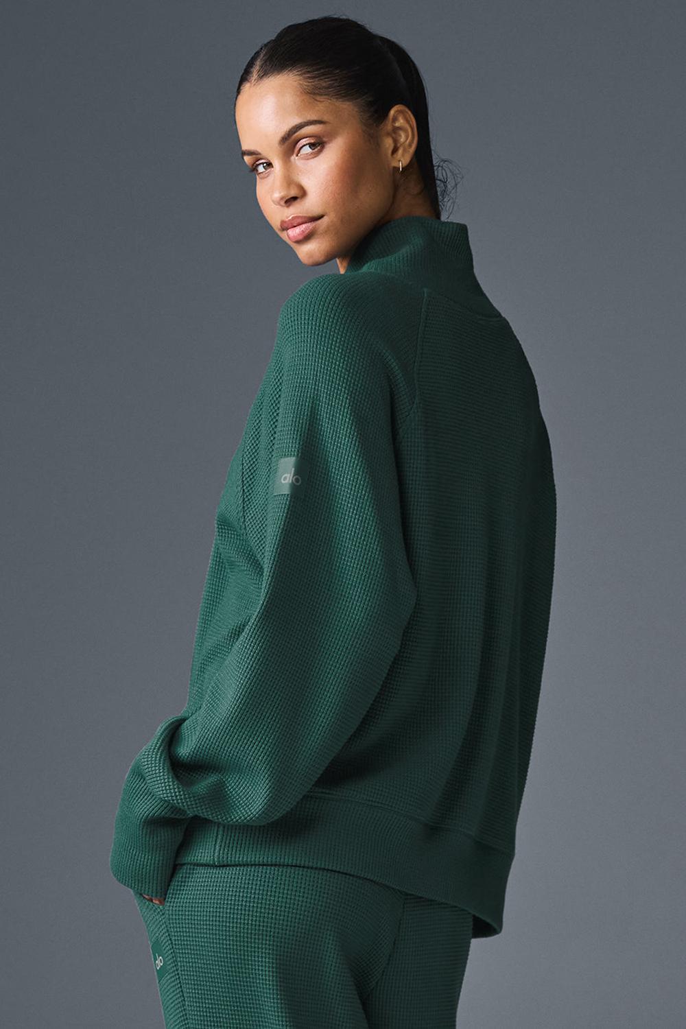 Winter Ivy Women Alo Yoga Waffle Weekend Escape Mock Neck Long Sleeve | Australia  74105-SNVR