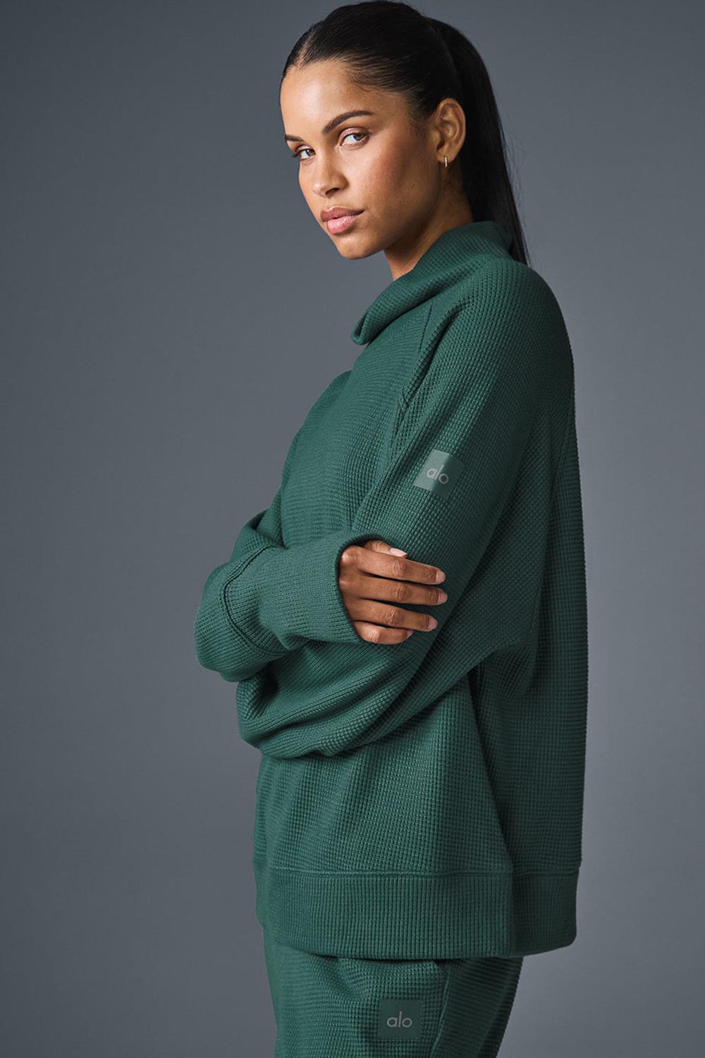 Winter Ivy Women Alo Yoga Waffle Weekend Escape Mock Neck Long Sleeve | Australia  74105-SNVR