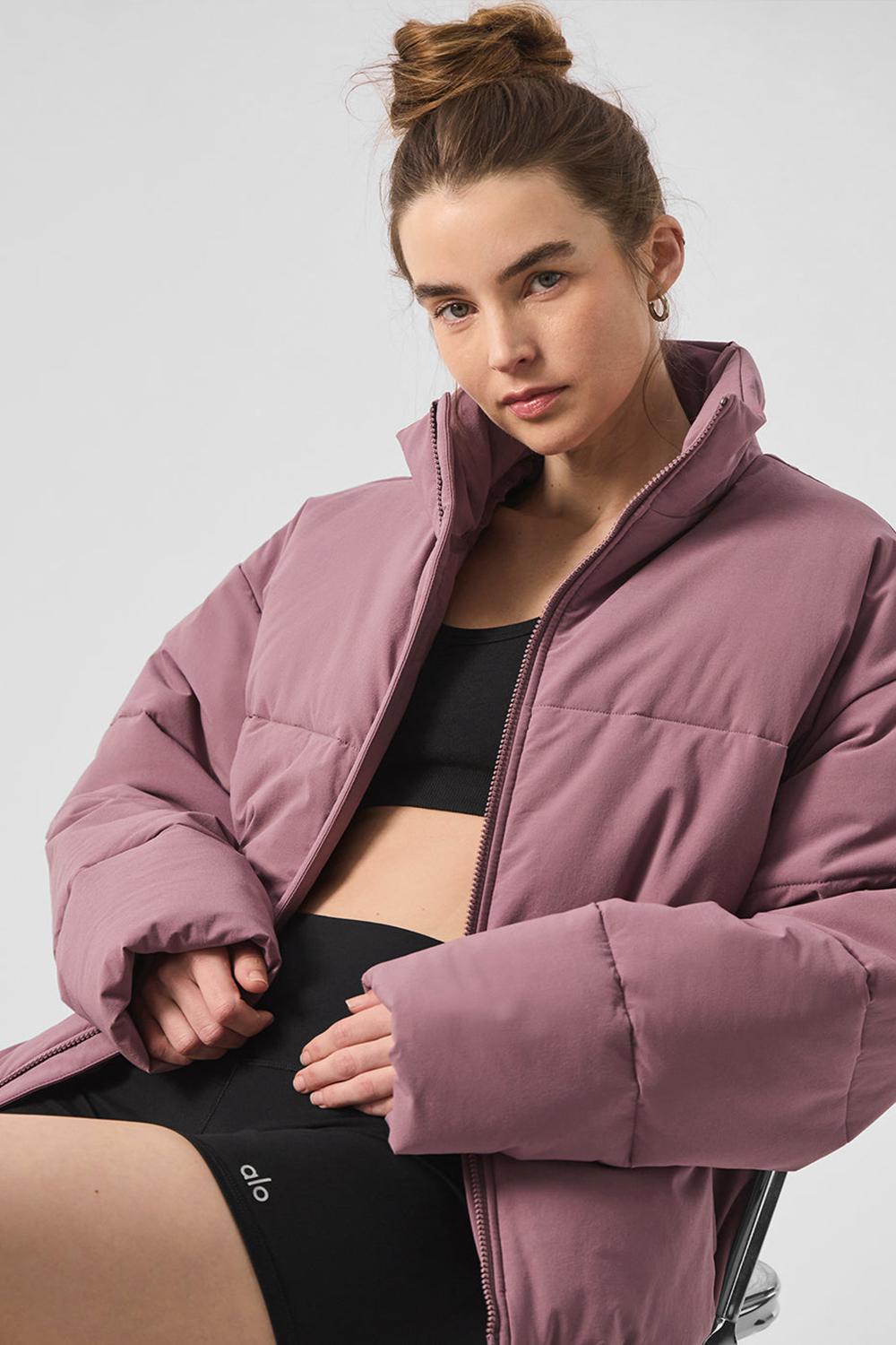Woodrose Women Alo Yoga Stretch Woven Street Puffer Jacket | Australia  97530-EKDV