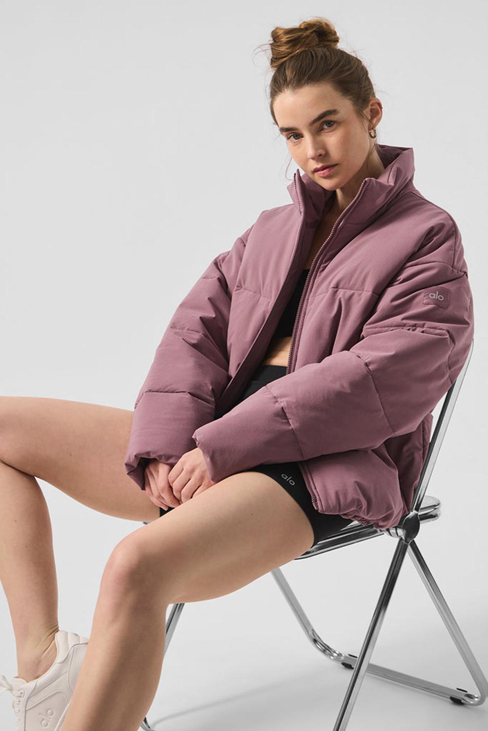 Woodrose Women Alo Yoga Stretch Woven Street Puffer Jacket | Australia  97530-EKDV